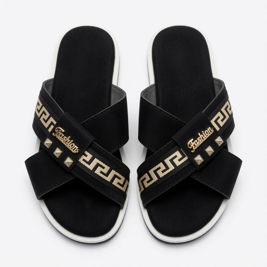 Mens Premium Cross Strap Fashion Slide Sandals